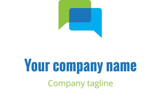 Yeşil ve mavi renklerde üst üste binen konuşma balonlarıyla modern logo tasarımı