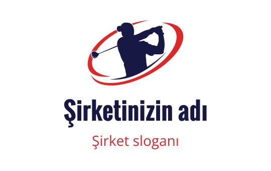 Aksiyon halindeki bir golfçüyü içeren dinamik logo tasarımı, dairesel kırmızı vurguyla