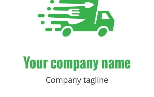 Hareketli çizgilerle dinamik yeşil teslimat aracı logo tasarımı