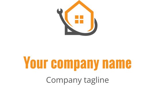 Anahtar ve turuncu vurgularla modern ev logo tasarımı