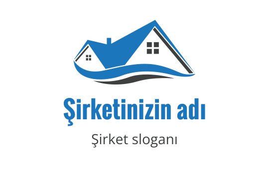 Mavi çatı ve akışkan dalga unsuru ile modern ev logo tasarımı